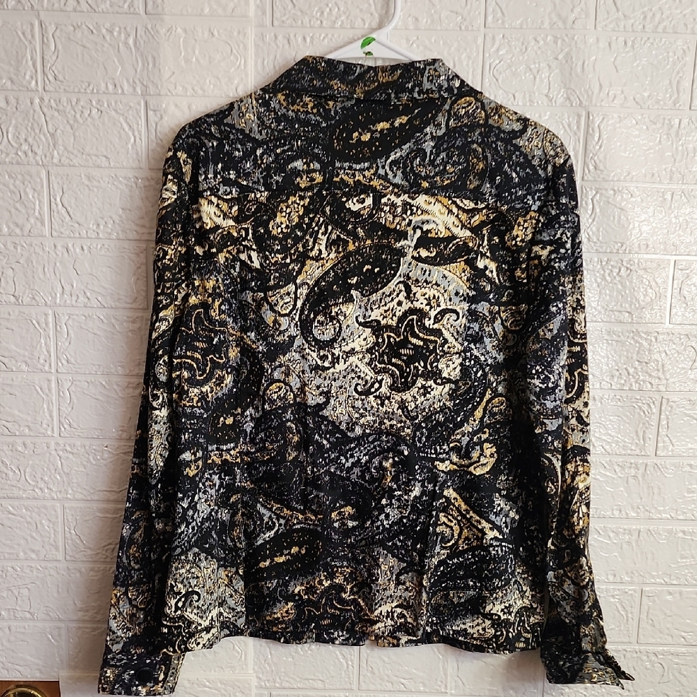 Christopher & Banks Black and Gold Paisley Blazer - Picture 6 of 9